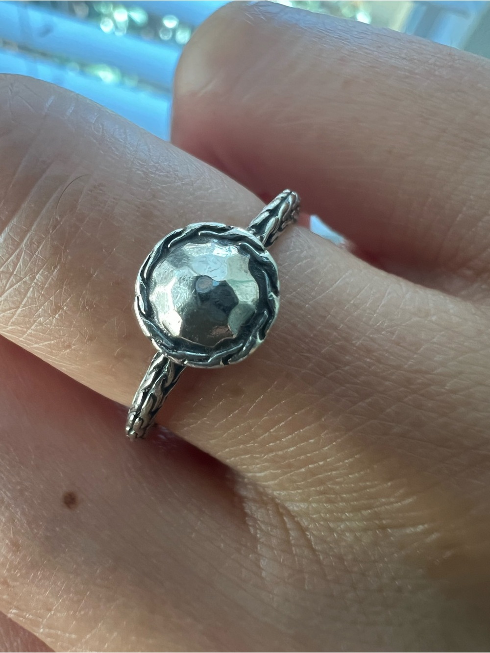 John Hardy Sterling Silver Textured Round Accent Ring - Silver 925 size 8